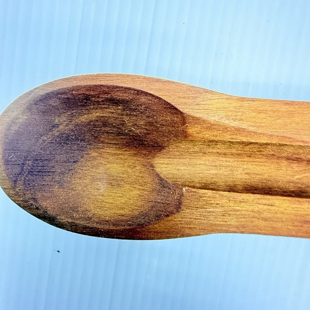 Vintage French Cherry Wood Tasting Spoon Hand Carved Soup Sauce Stirrer 14 Inch